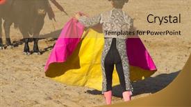  Presentation with spanish culture - PPT theme featuring fighter bullfight traditional spanish party background and a coral colored foreground