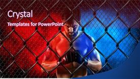  Presentation with octagon - Colorful presentation theme enhanced with fighter in the ring octagon backdrop and a wine colored foreground