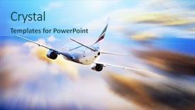  Presentation with jet airplane - PPT layouts consisting of fighter jet - airplane at fly background and a light blue colored foreground