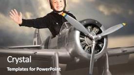  Presentation with pilot - Amazing slide deck having fighter jet - happy little pilot in retro backdrop and a dark gray colored foreground