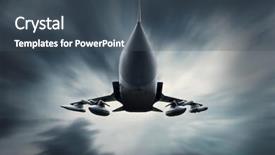  Presentation with jet airplane - Beautiful PPT theme featuring fighter jet - military airplane at flying backdrop and a ocean colored foreground