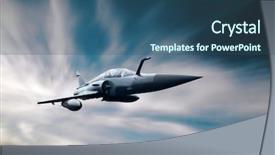  Presentation with jet airplane - Slide set featuring fighter jet - military airplane on the speed background and a ocean colored foreground