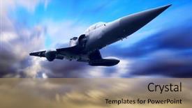  Presentation with jet airplane - Theme featuring fighter jet - military airplane on the speed background and a coral colored foreground