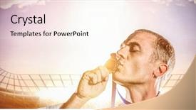  Presentation with gold medal - PPT theme featuring fighter kissing his gold medal background and a cream colored foreground