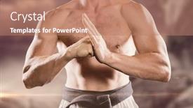  Presentation with cliff - Colorful slides enhanced with fighter performing hand salute against rock crashing down from cliff backdrop and a coral colored foreground