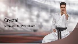  Presentation with karate - Beautiful presentation featuring fighter performing karate stance backdrop and a light gray colored foreground