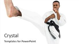  Presentation with theater black and white - Cool new presentation design with fighter performing karate stance backdrop and a white colored foreground