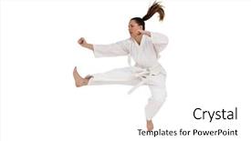  Presentation with karate - Colorful PPT layouts enhanced with fighter performing karate stance backdrop and a white colored foreground