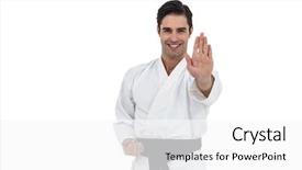  Presentation with karate - Colorful theme enhanced with fighter performing karate stance backdrop and a white colored foreground