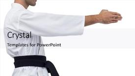  Presentation with karate - Colorful PPT theme enhanced with fighter performing karate stance backdrop and a light gray colored foreground