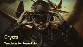  Presentation with pilot - Theme with fighter-pilot-with-black-leather background and a wine colored foreground