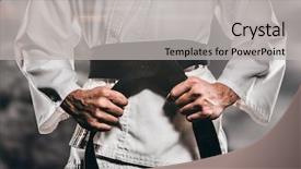 Presentation with cliff - Colorful presentation enhanced with fighter tightening karate belt backdrop and a light gray colored foreground