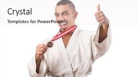  Presentation with f 15 fighter jet - Presentation design consisting of fighter with cup on white background and a sky blue colored foreground