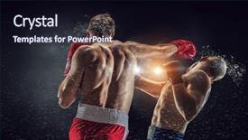  Presentation with fighters - Colorful presentation design enhanced with fighters trainning outdoor mixed media backdrop and a wine colored foreground