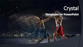  Presentation with fighters - Beautiful PPT layouts featuring fighters trainning outdoor mixed media backdrop and a black colored foreground