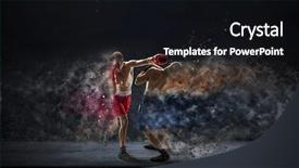  Presentation with fighters - Amazing PPT theme having fighters trainning outdoor mixed media backdrop and a black colored foreground
