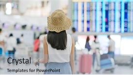  Presentation with korean - Beautiful presentation featuring travel woman in airport backdrop and a light gray colored foreground