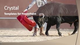  Presentation with spain - Audience pleasing PPT layouts consisting of fighting bull picture from spain backdrop and a coral colored foreground
