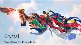  Presentation with victory - Presentation theme having fighting for victory mixed media background and a light blue colored foreground