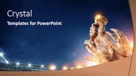  Presentation with victory - Audience pleasing slide deck consisting of fighting for victory mixed media backdrop and a navy blue colored foreground