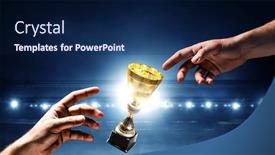  Presentation with victory - Presentation design consisting of fighting for victory mixed media background and a navy blue colored foreground