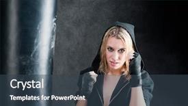  Presentation with black woman - Beautiful theme featuring fighting gym - blond boxing woman in black backdrop and a tawny brown colored foreground