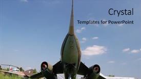  Presentation with museum exhibit - Presentation having fighting jet - exhibit of museum of aviation background and a  colored foreground