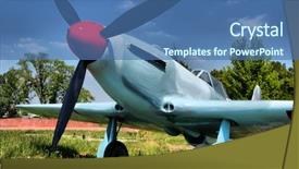  Presentation with soviet - PPT layouts featuring fighting jet - hdr soviet fighter of ww2 background and a ocean colored foreground