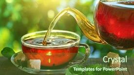  Presentation with tea cup - Slide deck enhanced with fighting jet - pouring tea from a teapot background and a tawny brown colored foreground