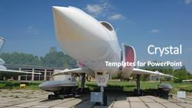  Presentation with museum exhibit - Slide set with fighting jet - tu-22 exhibit of museum background and a teal colored foreground