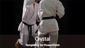  Presentation with woman world - Cool new presentation with fighting karate couple man and woman with black belts - champions of the world on black background studio shot backdrop and a wine colored foreground