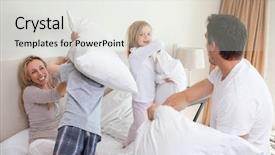  Presentation with fight - Presentation theme with fighting parent - playful family having a pillow background and a light gray colored foreground