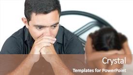  Presentation with teenage - PPT layouts consisting of fighting parent - worried young father with her background and a coral colored foreground