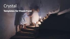  Presentation with old crime - Slide set having fighting-psycho-couple-in-old background and a dark gray colored foreground