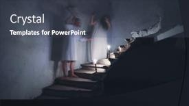  Presentation with old crime - Presentation design with fighting-psycho-couple-in-old background and a dark gray colored foreground