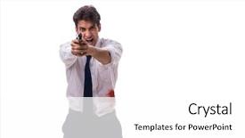  Presentation with wounded - Slide set featuring fighting terrorism - businessman wounded in gun fight background and a  colored foreground