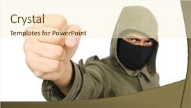  Presentation with lawyer client meeting wearing mask - Beautiful presentation theme featuring fighting terrorism - criminal wearing mask isolated backdrop and a cream colored foreground