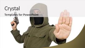  Presentation with mask - Colorful presentation theme enhanced with fighting terrorism - criminal wearing mask isolated backdrop and a white colored foreground