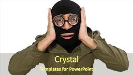  Presentation with mask - Cool new slide deck with fighting terrorism - criminal wearing mask isolated backdrop and a tawny brown colored foreground