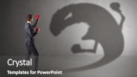  Presentation with boxing - Amazing PPT theme having fighting with a big monster backdrop and a dark gray colored foreground