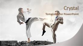  Presentation with man in suit and tie - PPT theme with fighting with businessman in suit background and a  colored foreground