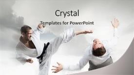  Presentation with karate - Slide set with fighting with businessman in suit background and a  colored foreground