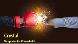  Presentation with dust - Audience pleasing slide deck consisting of fighting with orange dust spark backdrop and a wine colored foreground