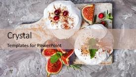  Presentation with mini birthday cake celebration - Beautiful theme featuring figs cranberries and mint leaves backdrop and a lemonade colored foreground