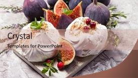  Presentation with mini birthday cake celebration - Colorful slide deck enhanced with figs cranberries and mint leaves backdrop and a coral colored foreground