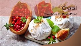  Presentation with mini birthday cake celebration - Audience pleasing theme consisting of figs cranberries and mint leaves backdrop and a coral colored foreground