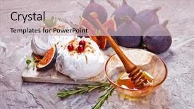  Presentation with mini birthday cake celebration - PPT layouts featuring figs cranberries and mint leaves background and a soft green colored foreground