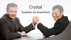  Presentation with shaking hands - Theme with figth - business men shaking hands isolated background and a  colored foreground