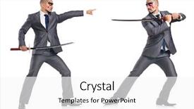  Presentation with sword - Beautiful PPT theme featuring figth - two men figthing backdrop and a white colored foreground