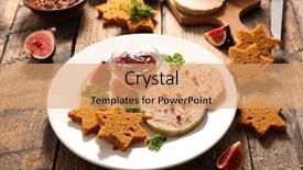  Presentation with foie - Audience pleasing theme consisting of figue - foie gras gingerbread and jelly backdrop and a coral colored foreground